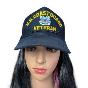 Eagle Crest US Coast Guard Veteran Hat Navy Blue Embroidered Snapback USA Made
